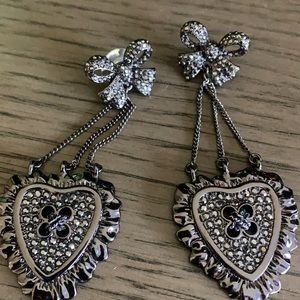 Heart and Bow Hanging Earrings